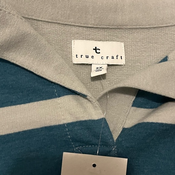 True Craft Blue and Cream Striped Polo - Picture 4 of 4